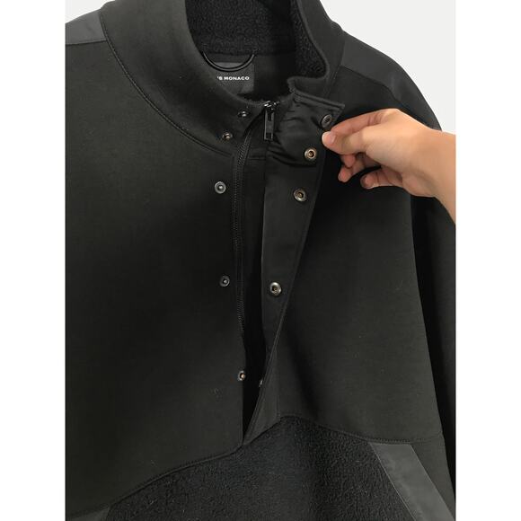 Club Monaco Men's Fleece Panelled Tech-Jersey Sweatshirt Black Large Warm Comfy - Picture 3 of 12